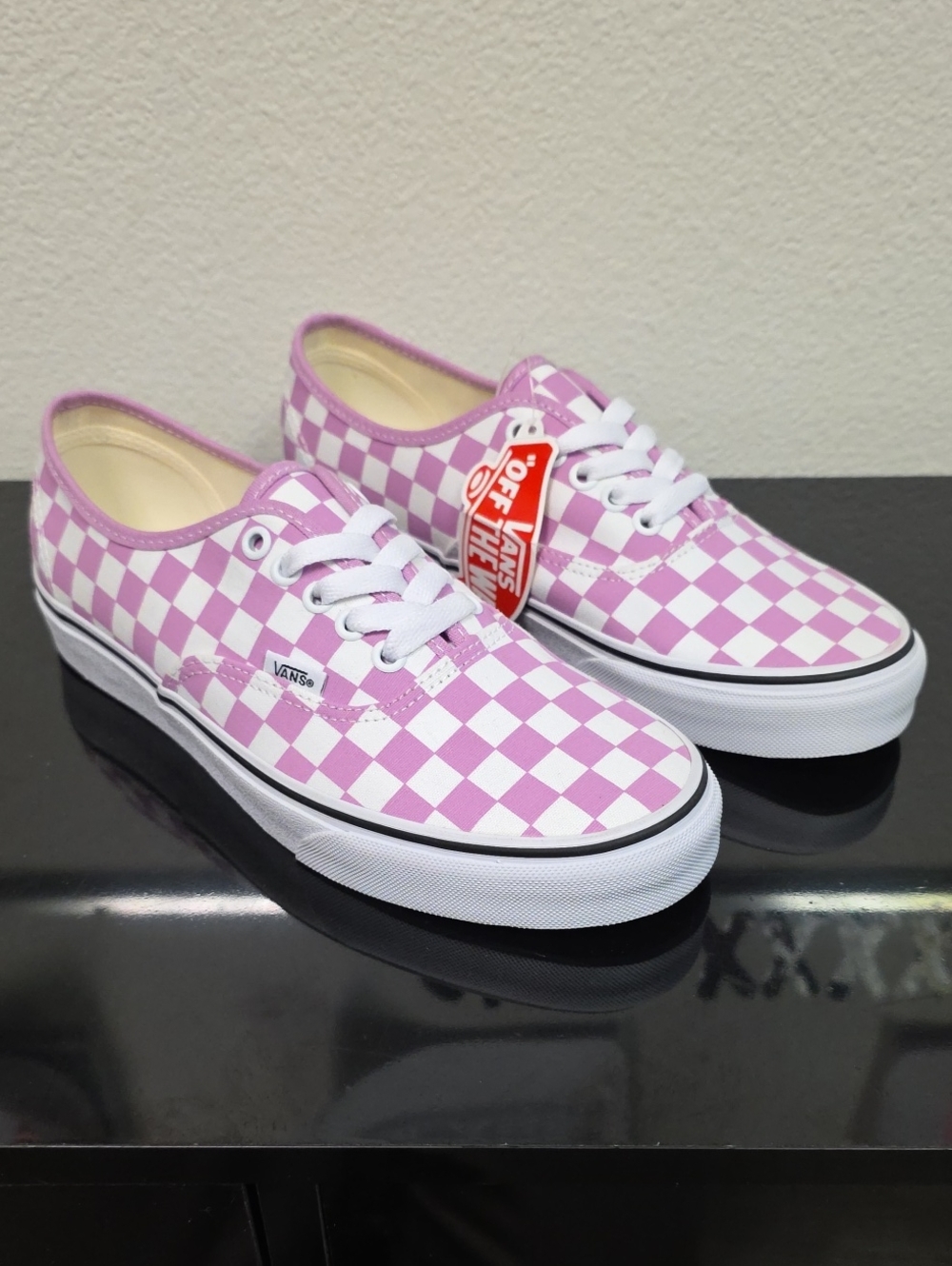 Vans Authentic Purple White Checkerboard Sneakers Mens 7.5 Womens 9.0